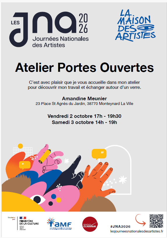 Atelier portes ouvertes à Monteynard chez Amandine Meunier pour la journée nationale des artistes